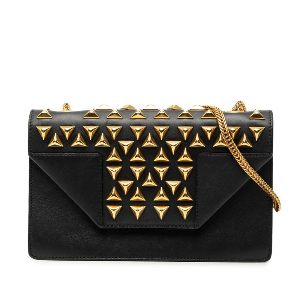 Saint Laurent Betty Studded Crossbody Chain Shoulder Bag Black Leather
